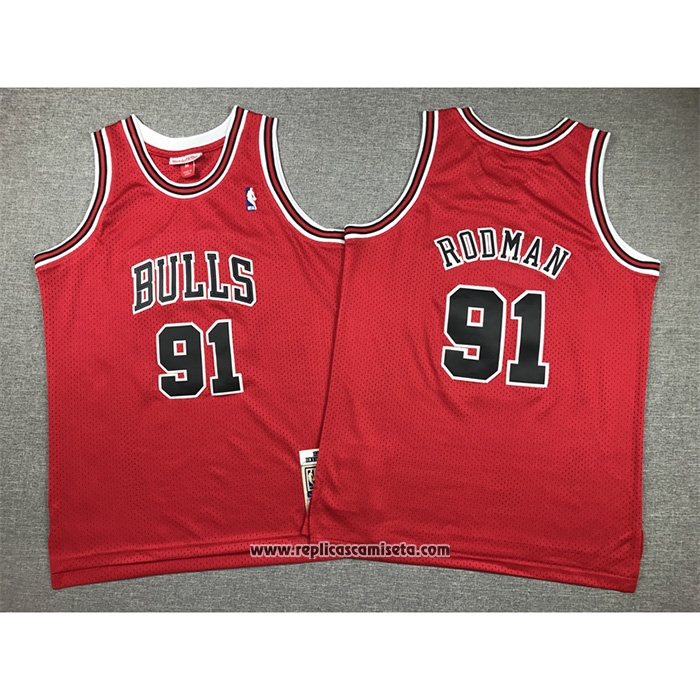 Camiseta Nino Chicago Bulls Dennis Rodman #91 Mitchell & Ness 1997-98 Rojo